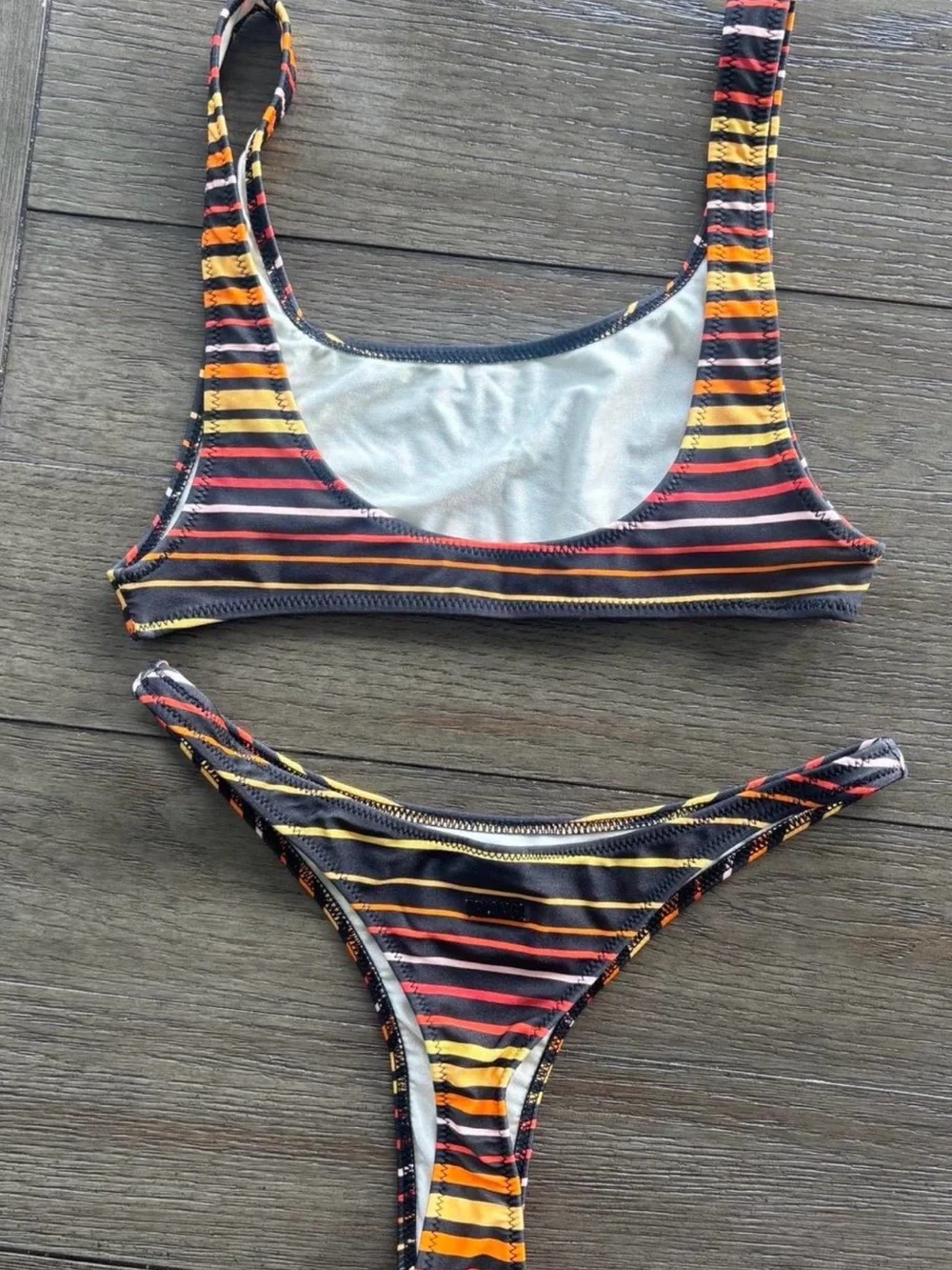 triangl swimwear Striped Bikini in Black, Yellow & Red